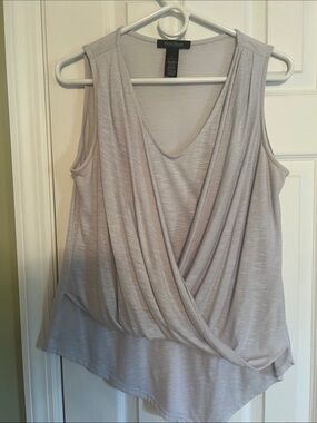 White House Black Market Light Gray Sleeveless Draped Wrap Tank